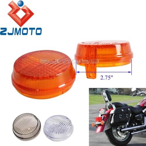 Motorcycle 2.75" Orange Indicator Light Covers Turn Signals Round Lens For Honda Cruisers Kawasaki Vulcan 2000 1600 Classic