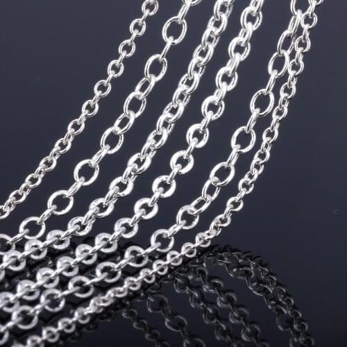OlingArt 5M/lot 1.5MM/2.2MM Metal Silver Plated Oval shape Link Chains For bracelet/necklace/ DIY jewelry accessories making