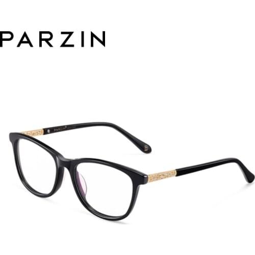 PARZIN Hand Made Acetate Myopia Frames Women Luxury Rhinestone Optical Glasses Frame For Ladies Prescription Eyewear 56001
