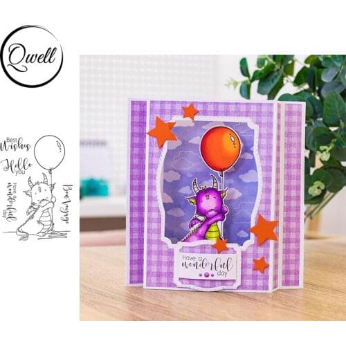 QWELL 4*6 inch Clear Transparent Stamps Unicorn Balloon Best Wishes Hello You Words DIY Scrapbooking Making Template 2020
