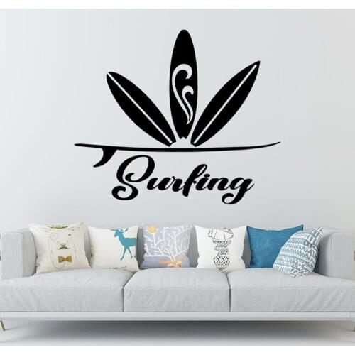 Drop Shipping Surfing Wall Stickers Adhesive Wallpaper Vinyl Removable Room Decoration Kids Room Nature Decor Art Decal