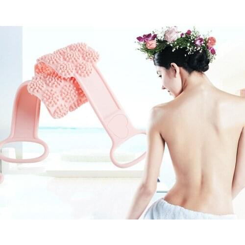 Bath Brush Exfoliating Back Scrubber Massager Silicone Pull Ring Shower Back Scrub Sponge Household Bathroom Scrubbers