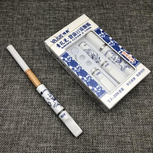 Blue And White China Style Cigarette filter Holder Recycle Tobacco Smoking Filter Set With Sotrage Box Reduce Tar Luxer Set