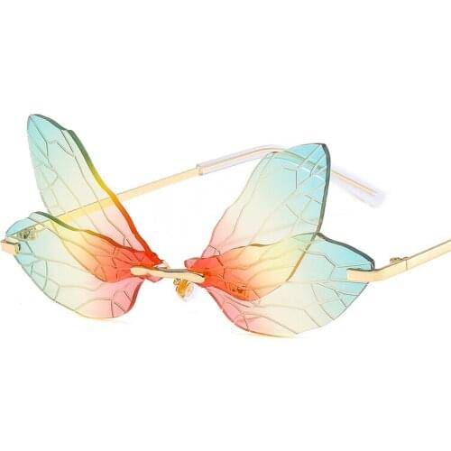 NEW Fashion Cycling Butterfly Dragonfly Wings Sunglasses Women Men Fashion Unique Rimless Sun Glasses UV400 Mirror Outdoor