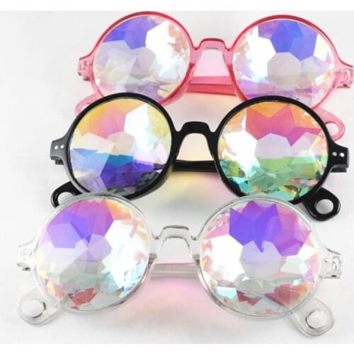 Round Kaleidoscope Glasses Women rave festival Sunglasses Men Holographic Glasses Colorful Celebrity Party Eyewear