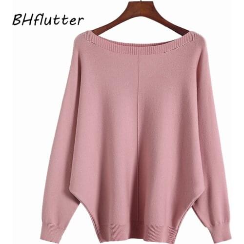 BHflutter Sueter mujer invierno 2018 Winter Sweater Women New Batwing Casual Cashmere Sweaters Female Knitted Jumper Knitwear