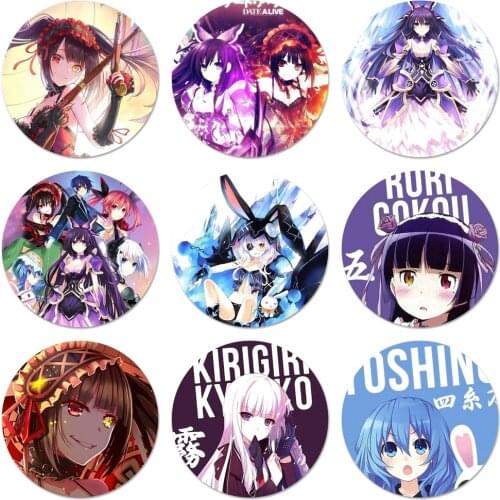 58mm Anime Date A Live Movie Pretty Girl Icons Pins Badge Decoration Brooches Metal Badges For Backpack Decoration