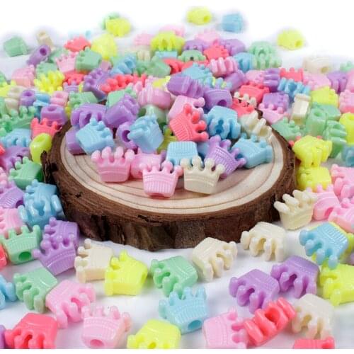 10mm 100/200/300/500Pcs Acrylic Beads Large Hole Crowm Loose Spacer Beads for Jewelry Making Diy Handmade Bracelets Accessories