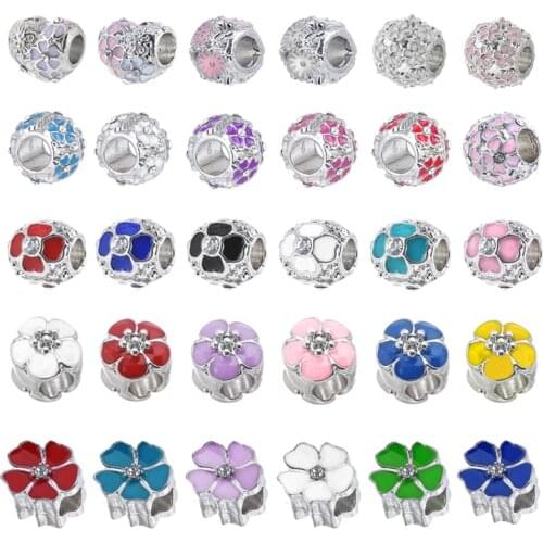 2Pcs/Lot High Quality Corlorful Cherry Blossoms Charm Beads Fit Fashion Brand Bracelets For Women Spring Jewelry Gift Making