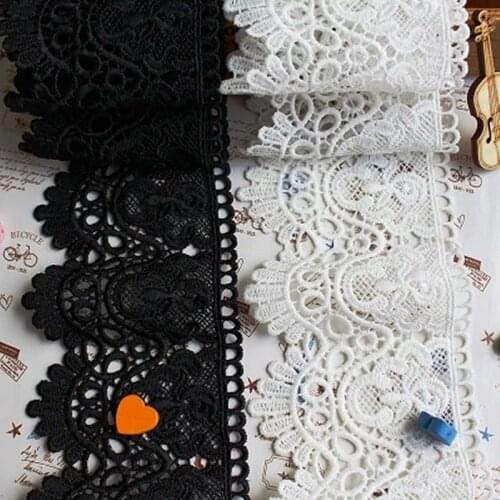 2yards lace fabric white black cotton thread embroidery High quality sweing DIY width 9cm handmade materials garment accessories