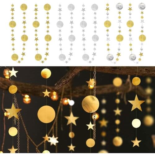 4m 13ft Glitter Star Paper Garland for Birthday Party New Year Decorations