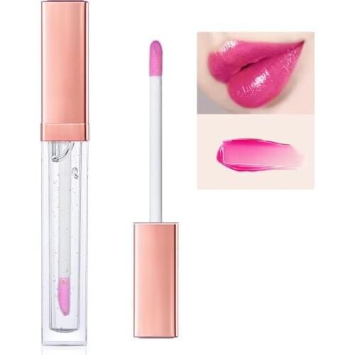 5ml Color Change Lip Gloss Lip Plumper Serum Gold Foil Lipgloss Lip Mask Moisturizing Clear Lip Care Makeup Pink