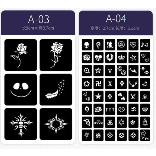 5pcs Semi Permanent Makeup Supply Henna Tattoo Stencil Woman Girl Kids Fashion Design For Hand Arm Leg Body Art Template Tool