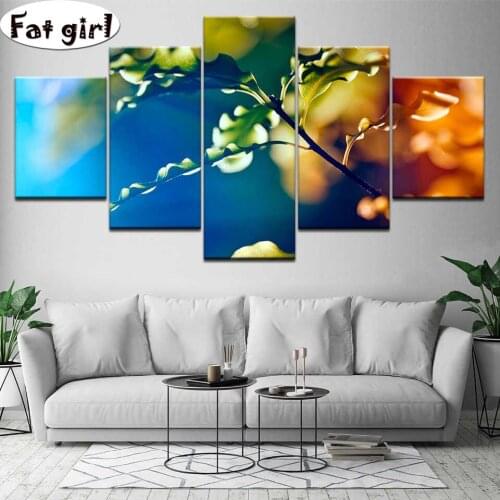 HD printing 5d diamond painting Leaves diy mosaic embroidery cross stitch modern decor cross stitch hand drill gift
