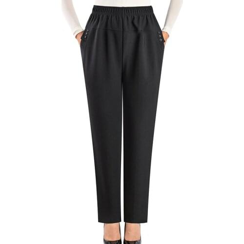 Plus Size XL-5XL Mom Pants 2020 Autumn Fashion Middle Aged Women High Waisted Straight Pants Casual Trousers Pantalones Mujer
