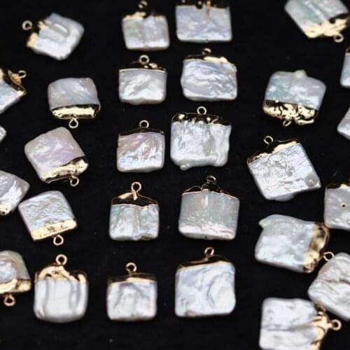 Natural Shell Baroque Pearls Square Loose Beads Charms 5pcs/lot For DIY Handmade Jewelry Making Finding Accessories