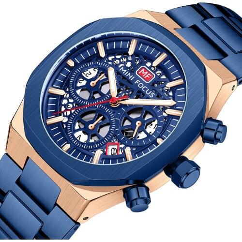 MINI FOCUS Men Casual Sport Watch Quartz Watches Mens 2021 Fashion Stainless Steel Strap Chronograph Calendar Luminous Clock New