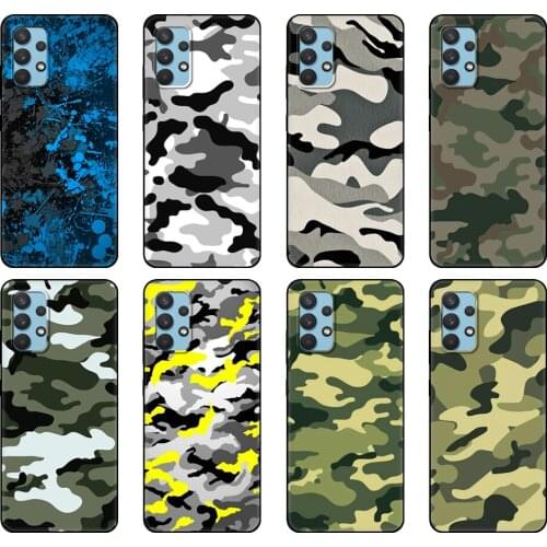 Black tpu Case For Samsung galaxy A12 A22 A32 A42 A52 A72 4g 5g S21 PLUS ultra back cover Camouflage Pattern Camo military Army