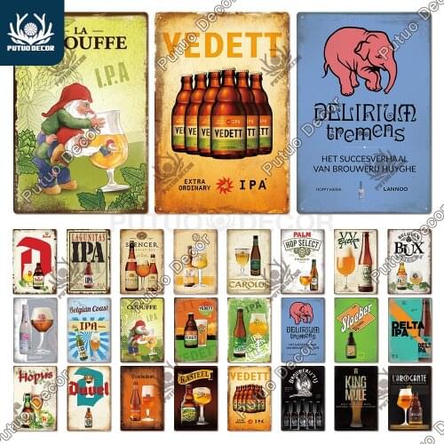 Putuo Decor Belgium Beer Tin Poster Vintage Tin Sign Metal Plate Decorative Plaque for Pub Bar Man Cave Club Wall Art Decor