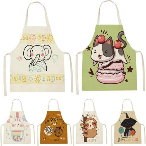1 Piece Cartoon Animal Print Cat Print Sleeveless Apron ChildrenS Home MenS And WomenS Anti-Fouling Apron Kitchen Waist Bib