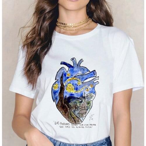 Heart Abstract Ocean Print T-shirt Summer Women Heart Earth T shirt Fashion Tshirt Female Harajuku Aesthetics Hipster T shirt