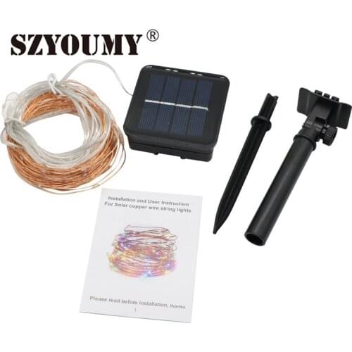 SZYOUMY 10 M 100 Leds Solar Powered Fairy String Light Copper Wire Outdoor Decorative Holiday Christmas Lighting