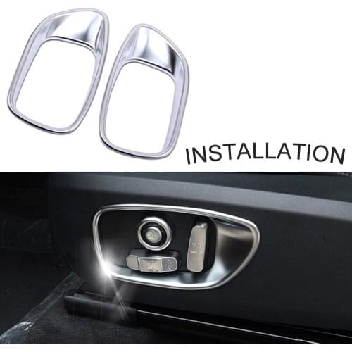 JEAZEA 2Pcs Chrome Silver ABS Car Inner Seat Adjustment Button Outside Frame Cover Trim For Land Rover Discovery Sport 2015-2019