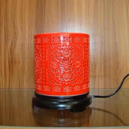 Classic table lampTraditional Vintage chinese porcelain ceramic table lamp bedroom living room wedding table lamp Jingdezhen red