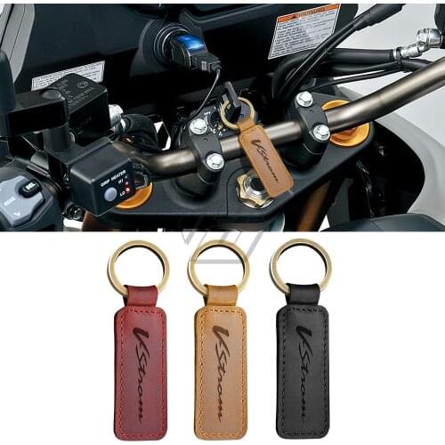 For Suzuki V-Strom 250 650 1000 1000XT Motorcycle Cowhide Keychain Key Ring