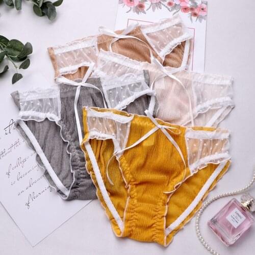 Lace Underpants Women Bow Panties Sexy Seamless Thong Wave Ponit Transparent Underwear Comfort Breathable Lingerie Tanga