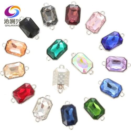 10x14mm10pcs/bag Oblong octagonal shape Crystal glass Pendant with two holes,sew on rhinestones for Diy Clothing accessories