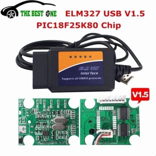 2018 PIC18F 25K80 Chip ELM327 USB V1.5 Diagnostic Scanner Auto Code Reader For Most OBD2 OBDII Protocols ELM 327 1.5 Free Ship