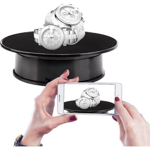 Fashion Display Stand AAA Battery Powered 360 Turntable Rotating Table LED Light For Jewelry Watch Phone Display Stand Holder