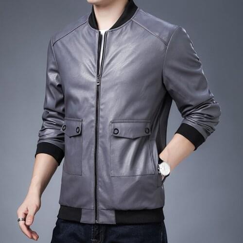 MenS Pu Stand Collar Fashion Handsome Flying Locomotive Leather Jacket Boy Youth Clothes Spring And Autumn