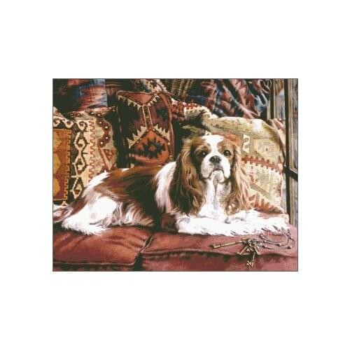 Puppy Dog keys on the couch Sewing Top Quality Embroidery Needlework 14CT Unprinted Art Cross Stitch Kits DIY Handmade Decor