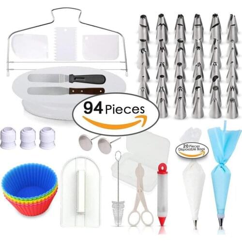 With Numbered 94-piece Cake Turntable Set, Decorating Mouth TPU Decorating Bag Spatula Kit