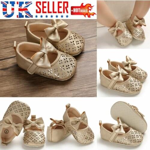 Newborn Baby Toddler Girl Princess Bow Crib Shoes Pram Soft Sole Prewalker Anti-slip Sneakers