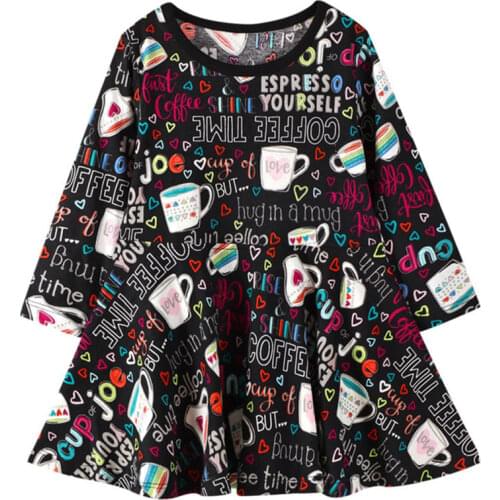 Jumping Meters 3-12T New Arrival 2020 Fairy Print Princess Dress for Party Costume Cotton Long Sleeve Baby Girls Autumn Dress