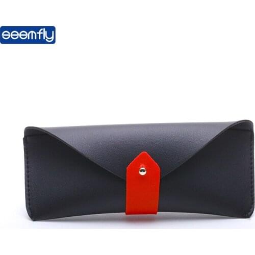 Seemfly New Fashion Leather Glasses Case 2020 Nail Buckle Sunglasses Box Two-color Soft Pack Spectacle Case For Reading Glasses