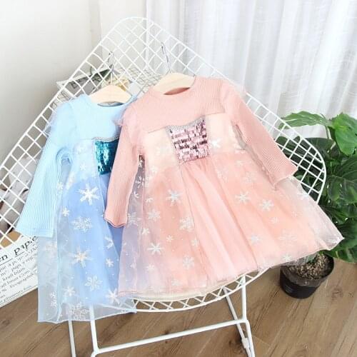 2020 Autumn Baby Girl Dress Kids Dresses For Girls Clothes Princess Dress Long Sleeve Sequins Patchwork Vestidos Pink 18M-7Y