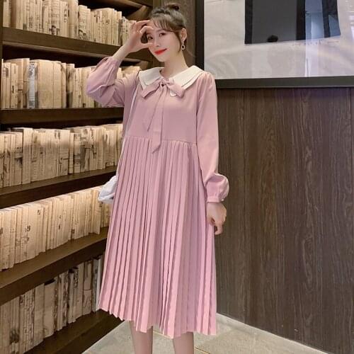 High Quality Dresses Maternity Clothes For Pregnant Women Long Sleeve Pleated Dresses Pregnancy Maternity Vestido Spring Autumn