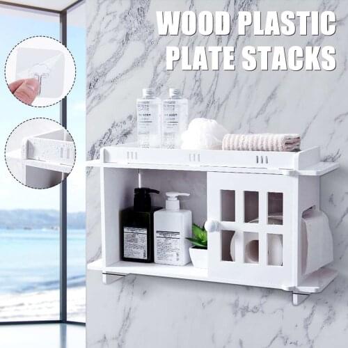 Bathroom Shelf No Drill Organizer Wall Mounted Shampoo Spices Shower Storage Rack Toilet Paper Holder Bathroom Accessories EU