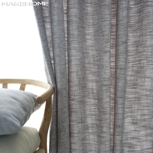 MAKEHOME Faux Linen Semi blackout curtains for living room bedroom Japanese Style Solid Color Modern Curtain for kitchen window