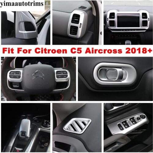 Air AC Vent / Gear Shift Head Knob / Steering Wheel / Window Lift Button Interior Cover Trim For Citroen C5 Aircross 2018 - 2021