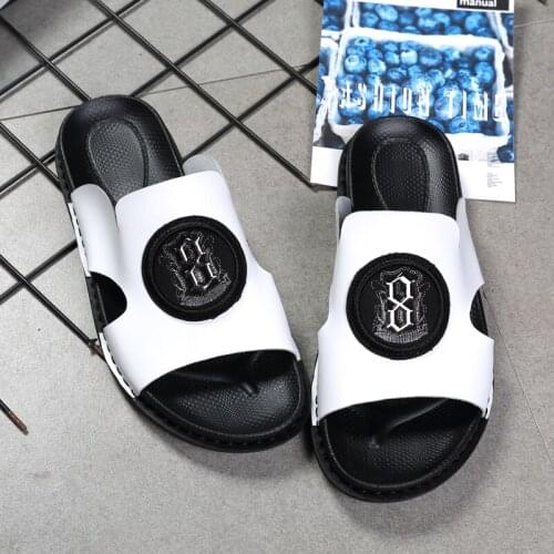 Summer men 39 s sandals fashion genuine leather casual slippers male High Quality shower anti beach open toe mens klapki skie