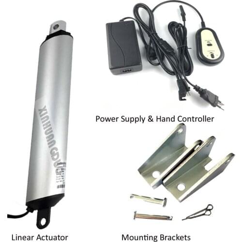 Speed 45mm-230mm/s 24V DC Linear Actuator + Power Supply Controller + Brackets 25mm-1000mm Stroke For Micro- Devices or Bed