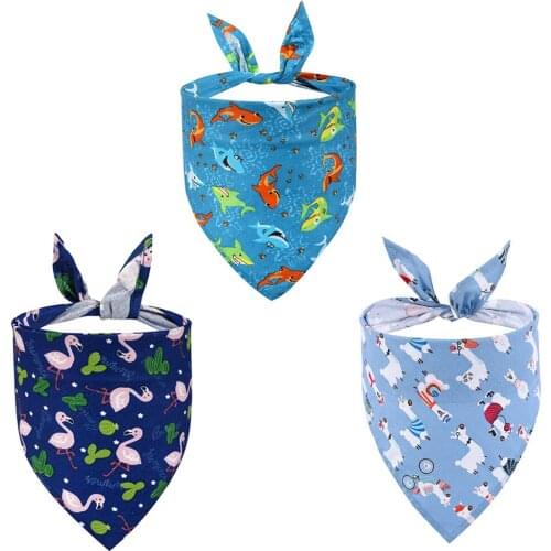 Fish Flamingo Pattern Pet Saliva Towel Dog Scarf Cotton Single-layer Cartoon Pet Triangle Scarf Cat Fashion Neck Circumference