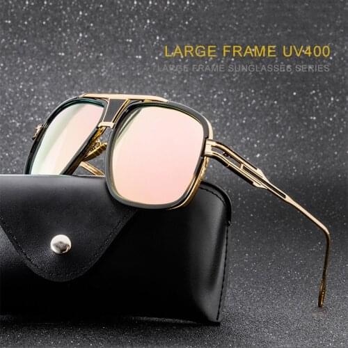 Classic Vintage Luxury Brand Designer Oversized Pilot Sunglasses Men Women Fashion Big Frame Driving Travel Sun Glasses UV400