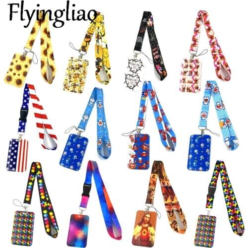Fashion Lanyard ID Badge Holder Bus Pass Case Cover Slip Bank Credit Card Holder Straps Cards Holder