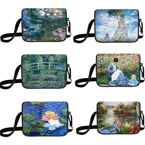 Vintage Painting Water Lily / Lotus Printt Messenger Bag Women Travel Storage Bags Shopping Fashion Shoulder Bag